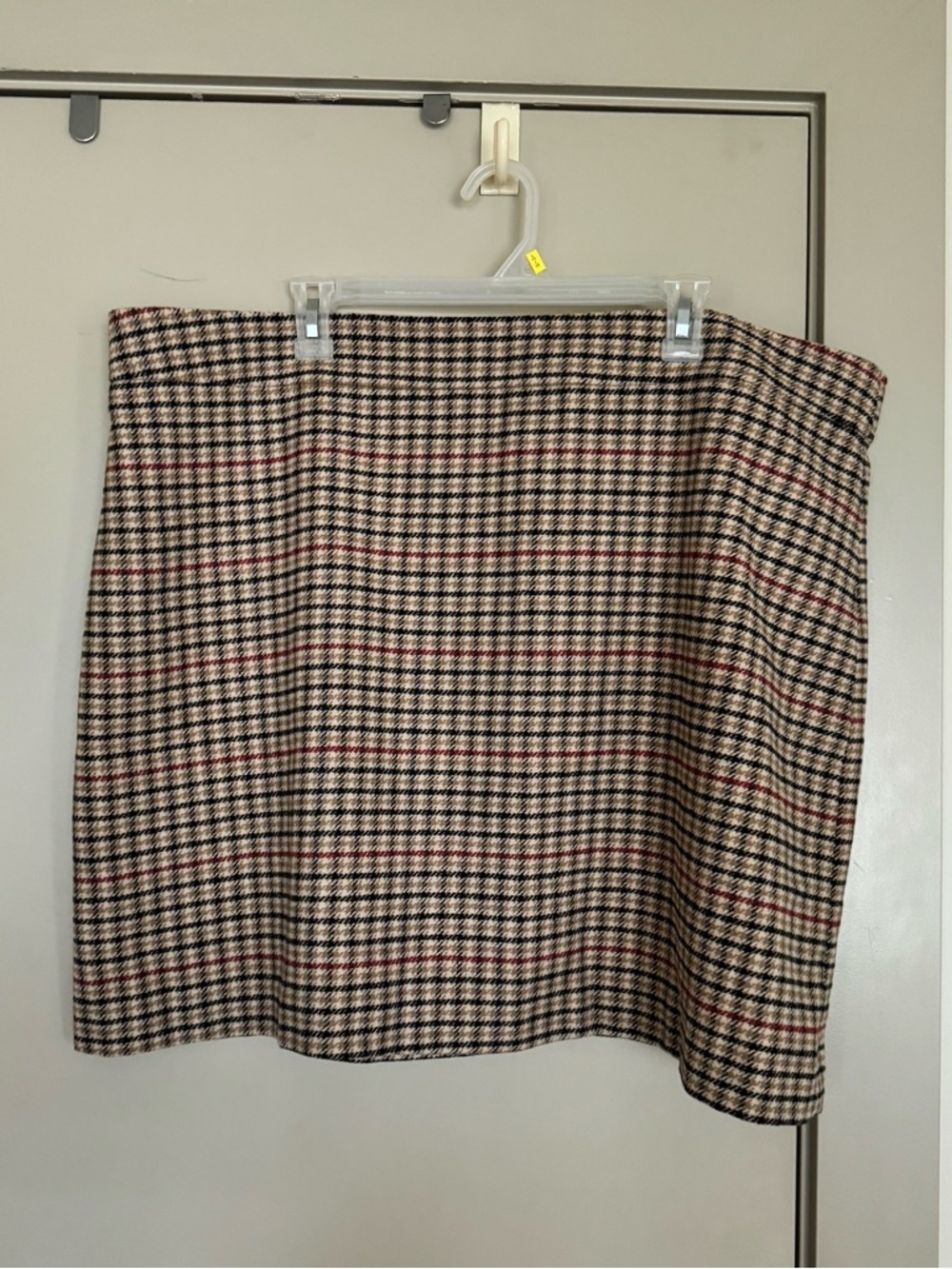 J. Crew Plaid Mini Skirt in Beige, Black and Red